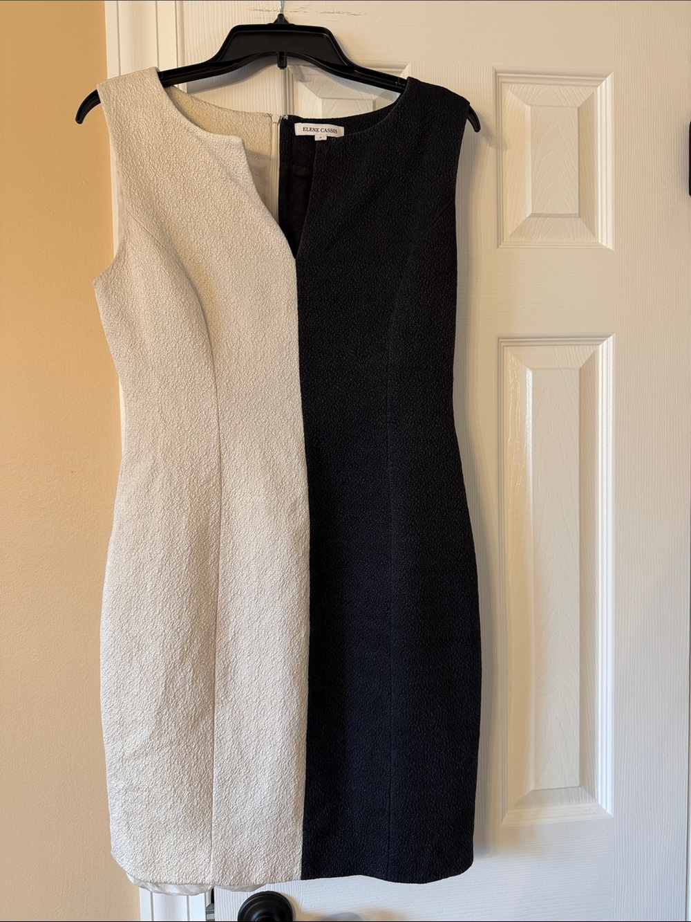 Elene Cassis Black and Cream Split-Panel Midi Dress - Picture 2 of 4